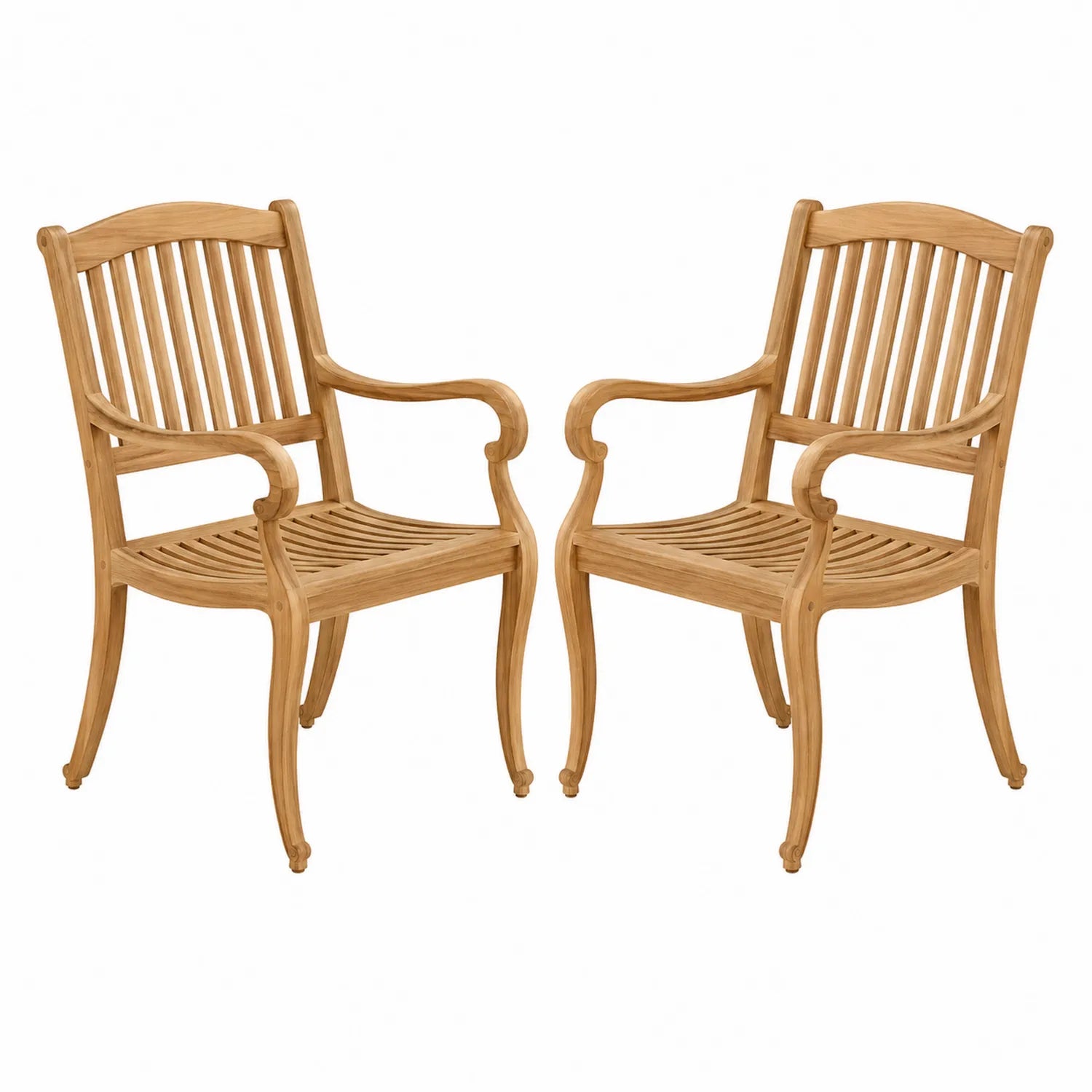 Ensemble de 2 chaises de jardin en bois avec accoudoirs