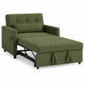 Canapé-lit convertible en tissu vert avec accoudoirs et rangement intégré