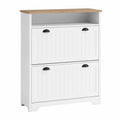Meuble à chaussures MDF Blanc 2 abattants 80x24x90 cm