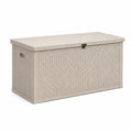 Coffre de rangement extérieur en plastique tressé beige 120x60x55 cm