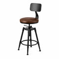 Chaise de Bar en Cuir PU Marron et Métal Noir, Hauteur Réglable