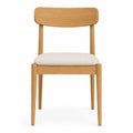 Chaise en bois avec assise en tissu beige