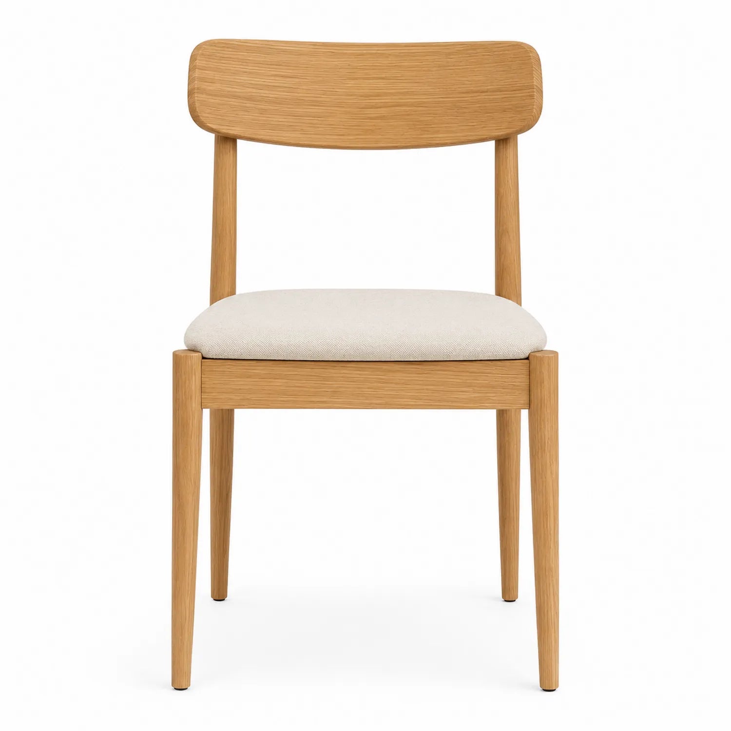 Chaise en bois avec assise en tissu beige