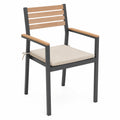 Chaise en Aluminium et Teck avec Coussin Beige pour Extérieur