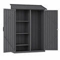 Armoire de rangement extérieure en métal gris avec portes doubles et étagères