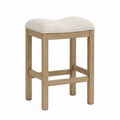 Tabouret en bois avec siège en tissu beige 65cm