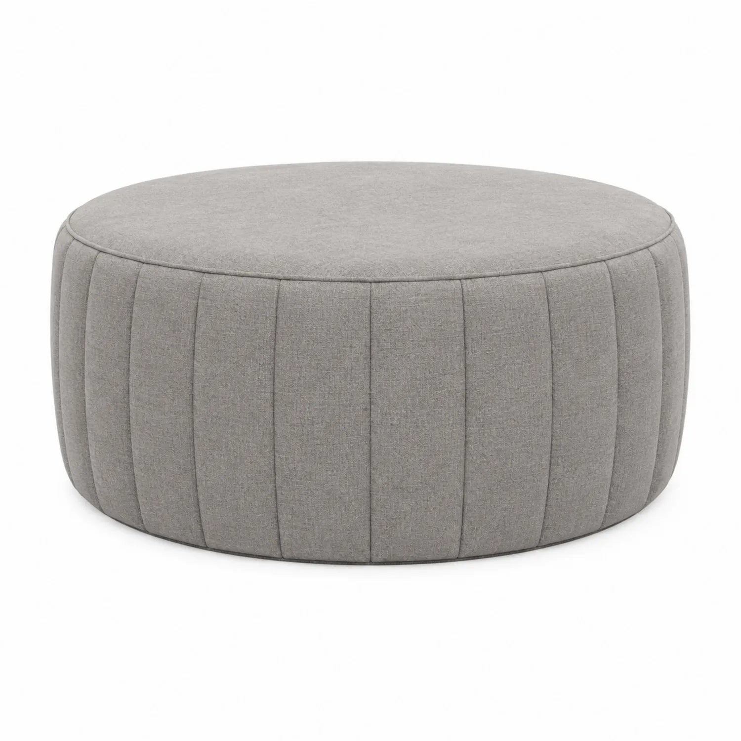 Pouf rond en tissu Gris diamètre 80 cm