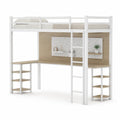 Lit mezzanine avec bureau en métal et bois Blanc/Chêne clair 200x100 cm