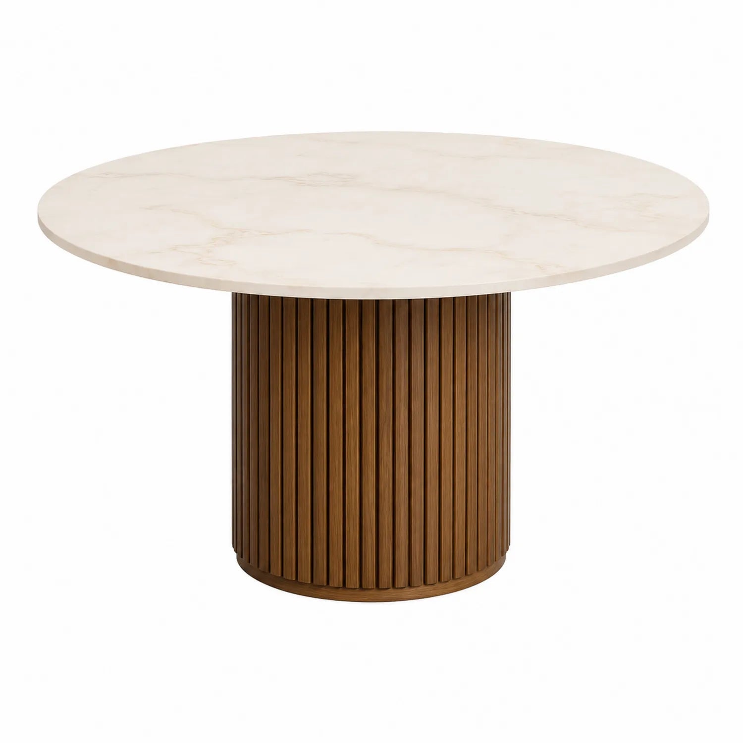 Table à manger ronde en marbre et bois