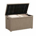 Coffre de rangement extérieur en résine tressée beige