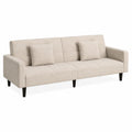 Canapé 3 places en tissu polyester Beige avec pieds en bois