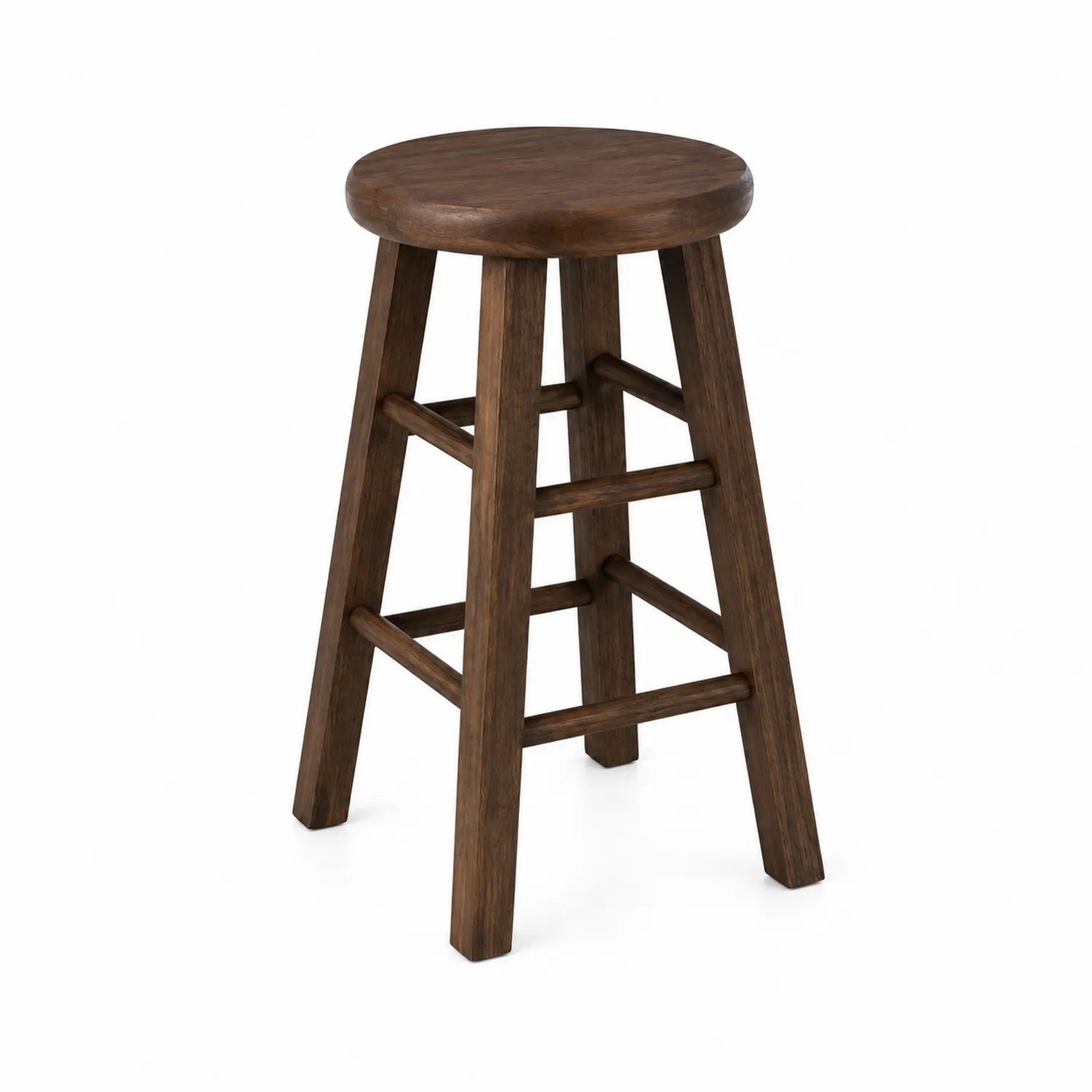 Tabouret en bois massif brun, hauteur 75 cm