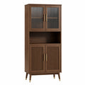Armoire en bois avec portes en verre cannelé