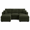 Canapé d'angle modulable en velours vert foncé