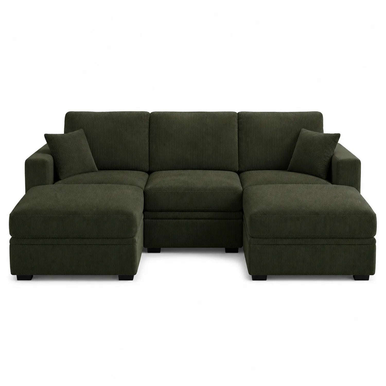 Canapé d'angle modulable en velours vert foncé