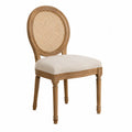 Chaise en Bois avec Assise en Lin et Dossier en Rotin