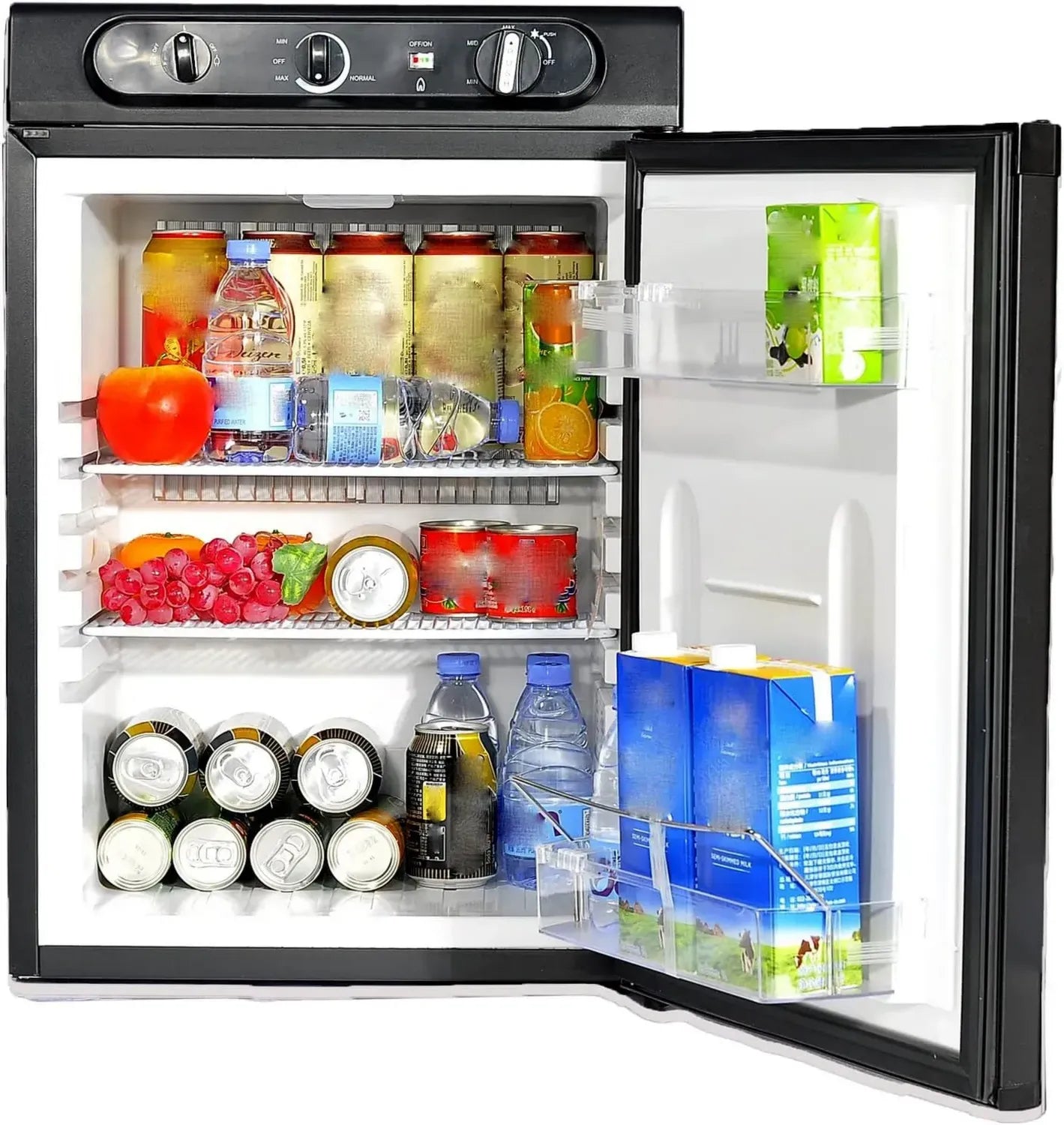 Réfrigérateur Portatif 60L Trimixte Gaz 12V 220V, Silencieux pour Camping-Car, 28mbar, Noir