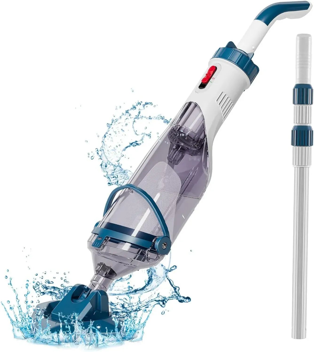 Aspirateur de Piscine sans Fil Enhulk, Autonomie de 60 min, Perche Téléscopique 222cm, 4 Filtres, Débit 4200 L/H, Pour Piscines et Spas