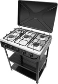 Table de cuisson encastrable en inox, 5 zones, compatible gaz naturel et GPL, brûleur wok, 2500 W