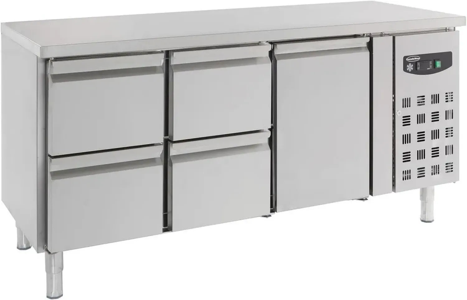 Table Réfrigérée Inox Professionnelle 4 Tiroirs 1 Porte - 417L - Combisteel
