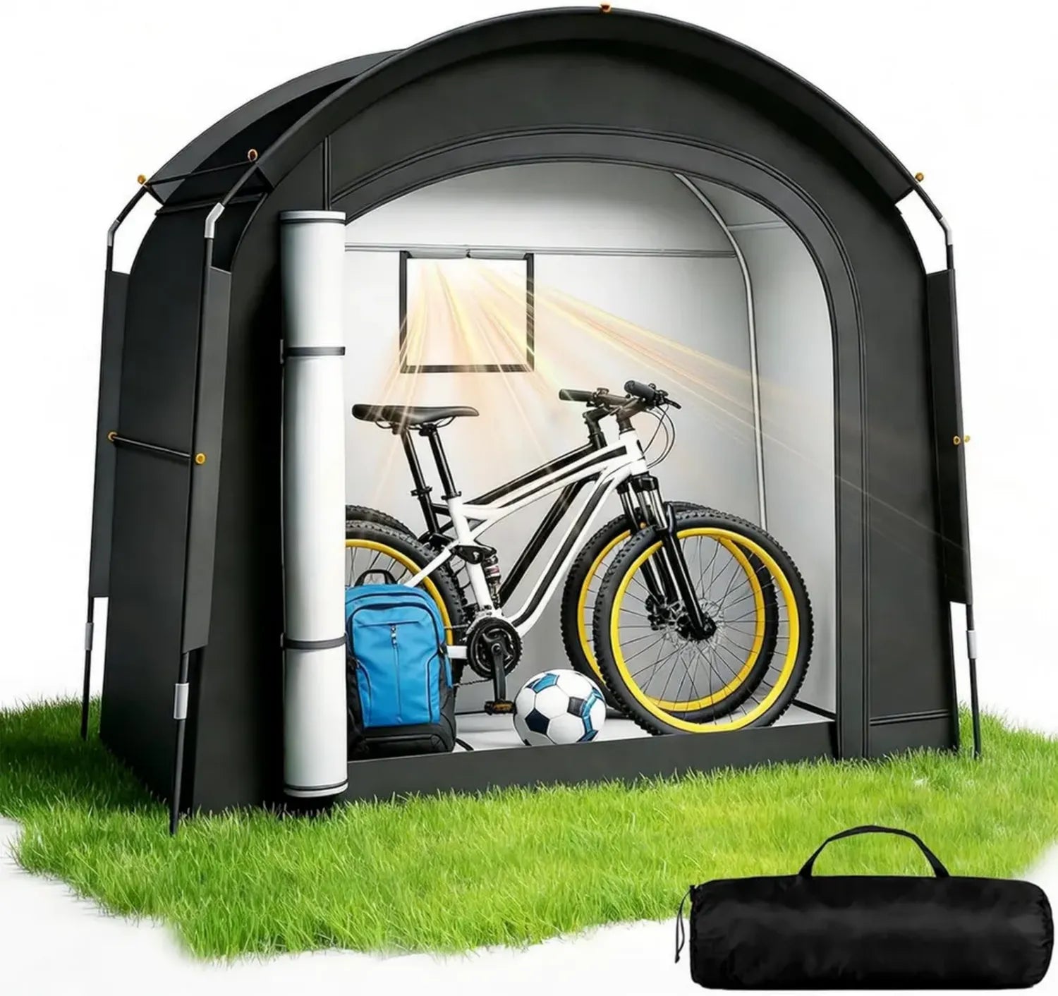Abri Extérieur Imperméable pour Vélos et Outils, 200x80x165CM, Tissu Oxford 420D, Résistant aux Intempéries
