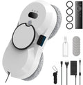 Robot nettoyeur de vitres Orabuth 5600Pa avec détection intelligente de bords, 3 modes automatiques et télécommande, sécurité renforcée, inclus 10 chiffons pour surfaces lisses