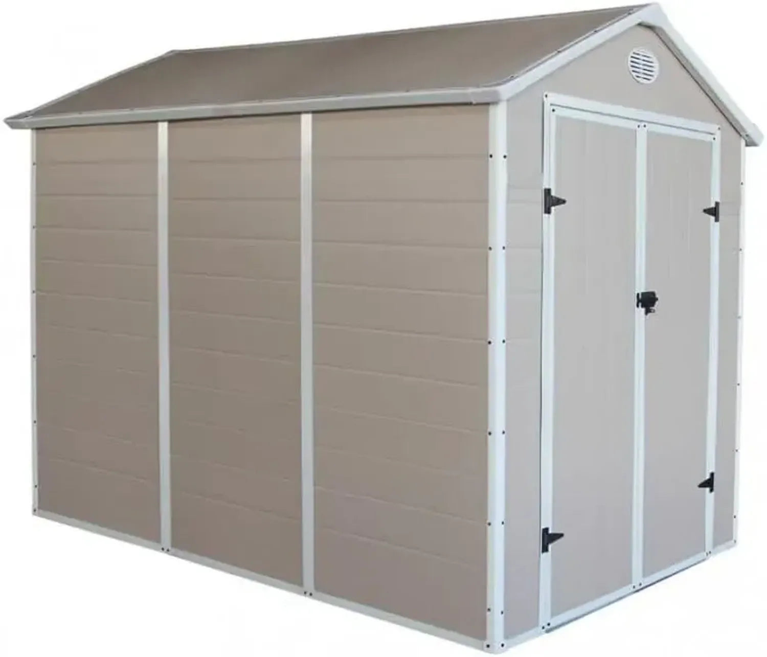 Abri de Jardin en Résine Beige 5,32m² avec Structure en Acier Galvanisé et Accessoires Complets