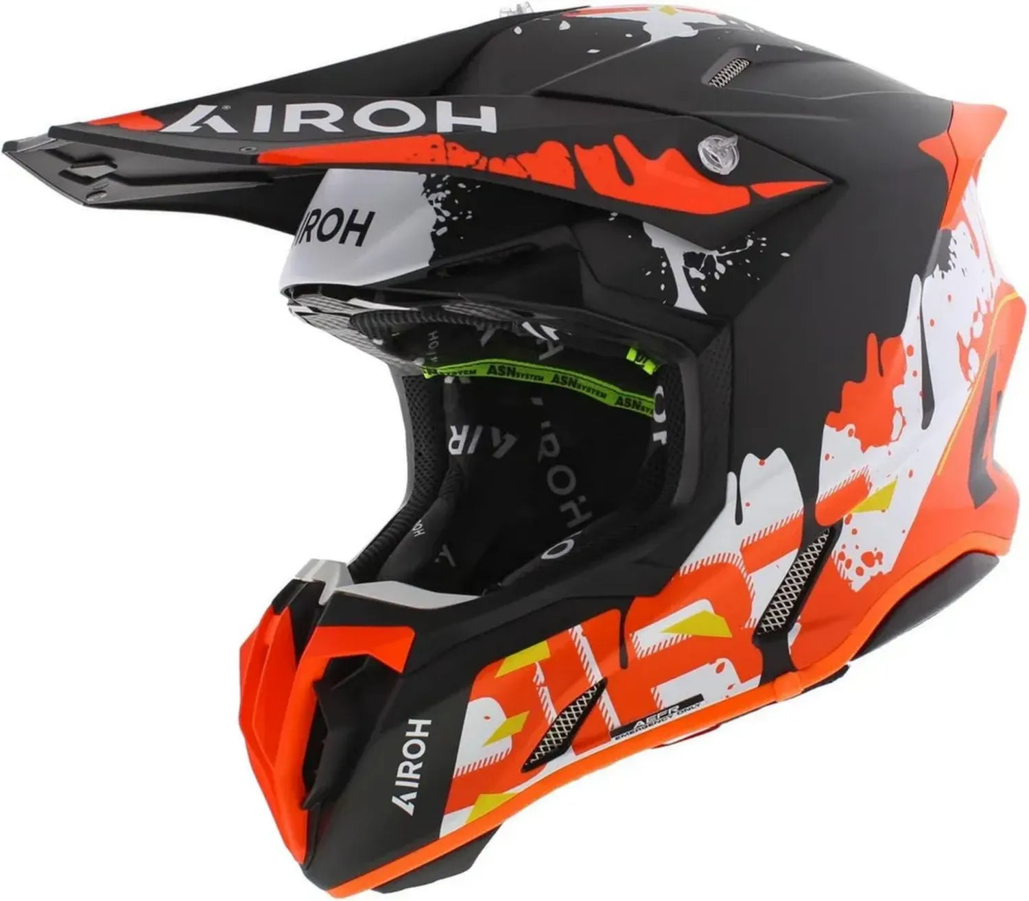 Casque de Motocross Airoh Twist 3.0 Noir Orange Rouge Mat