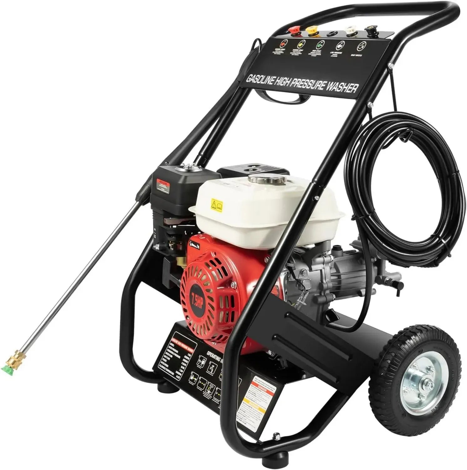Nettoyeur haute pression à essence 6,5 CV, 4900 W - Moteur performant 190 bar - Idéal pour voiture et terrasse