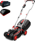 LEHMANN Tondeuse à Gazon sans Fil 40V, Coupe 32 cm, Bac 30 L, Hauteur Réglable 20-60 mm, Moteur Induction, 250 m², Batterie 4,0 Ah + Chargeur Inclus, Noir/Rouge
