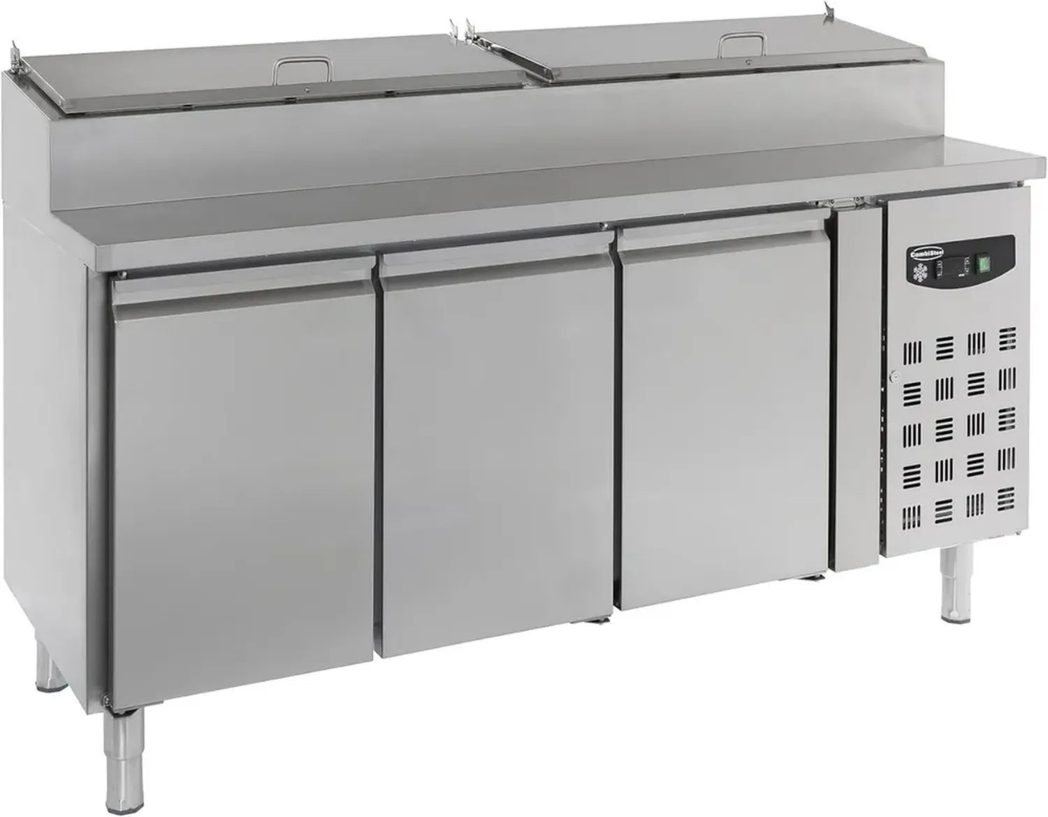 Saladette Réfrigérée 3 Portes avec Couvercle en Acier Inoxydable