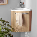 Ensemble Meuble Lave-Mains Chêne Clair avec Vasque en Céramique et Robinet Chromé