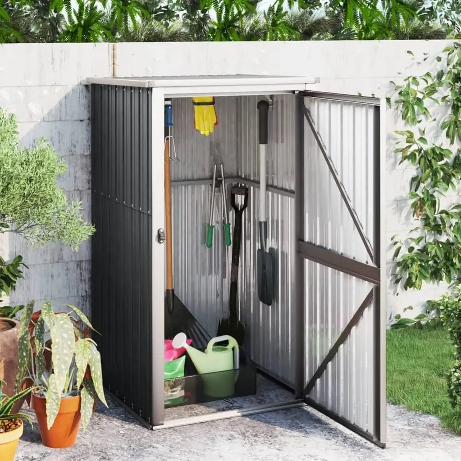 Remise de Jardin en Acier Anthracite 88x89x161 cm avec Porte
