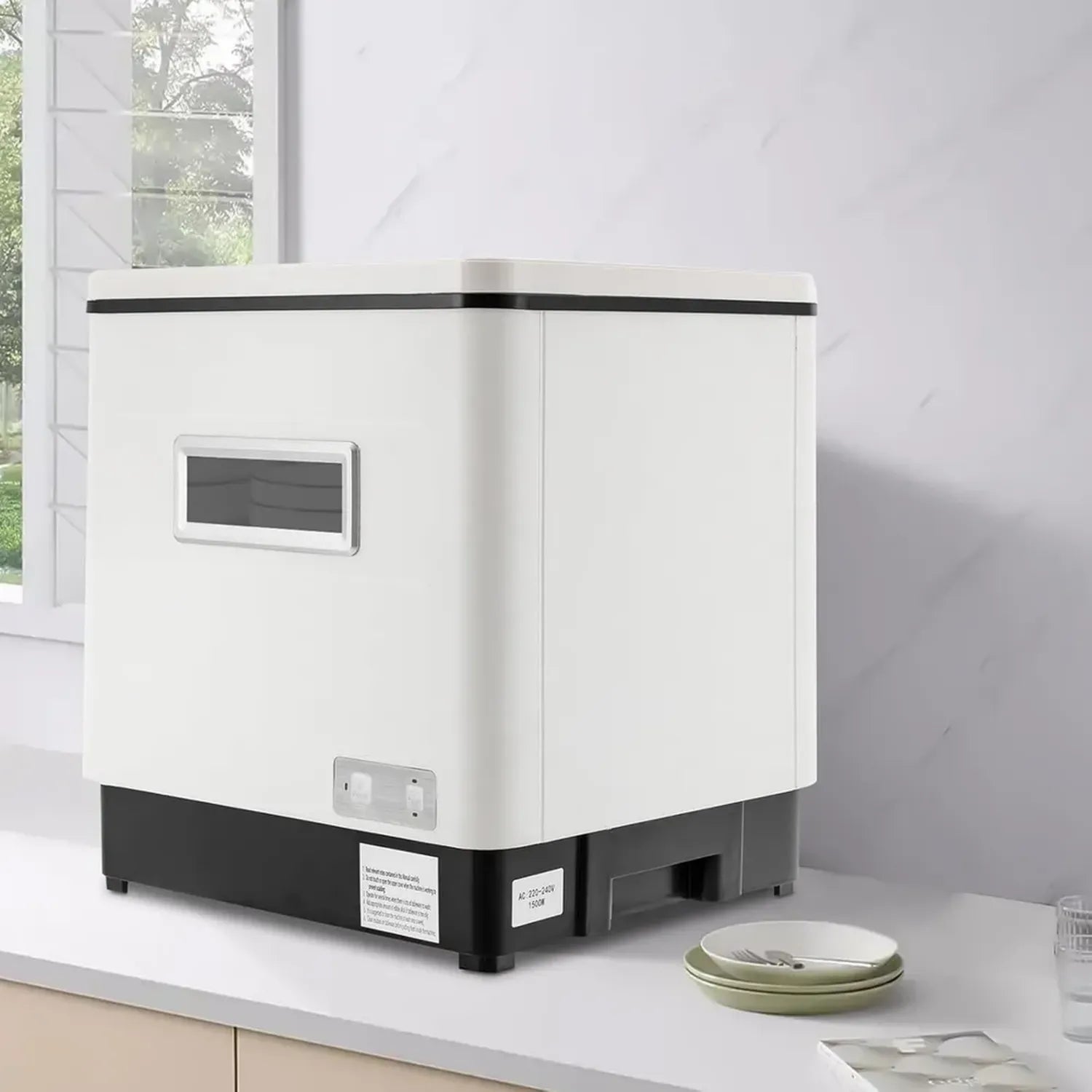 Lave-vaisselle compact en inox pour petites cuisines, 1500 W, 60 L, blanc