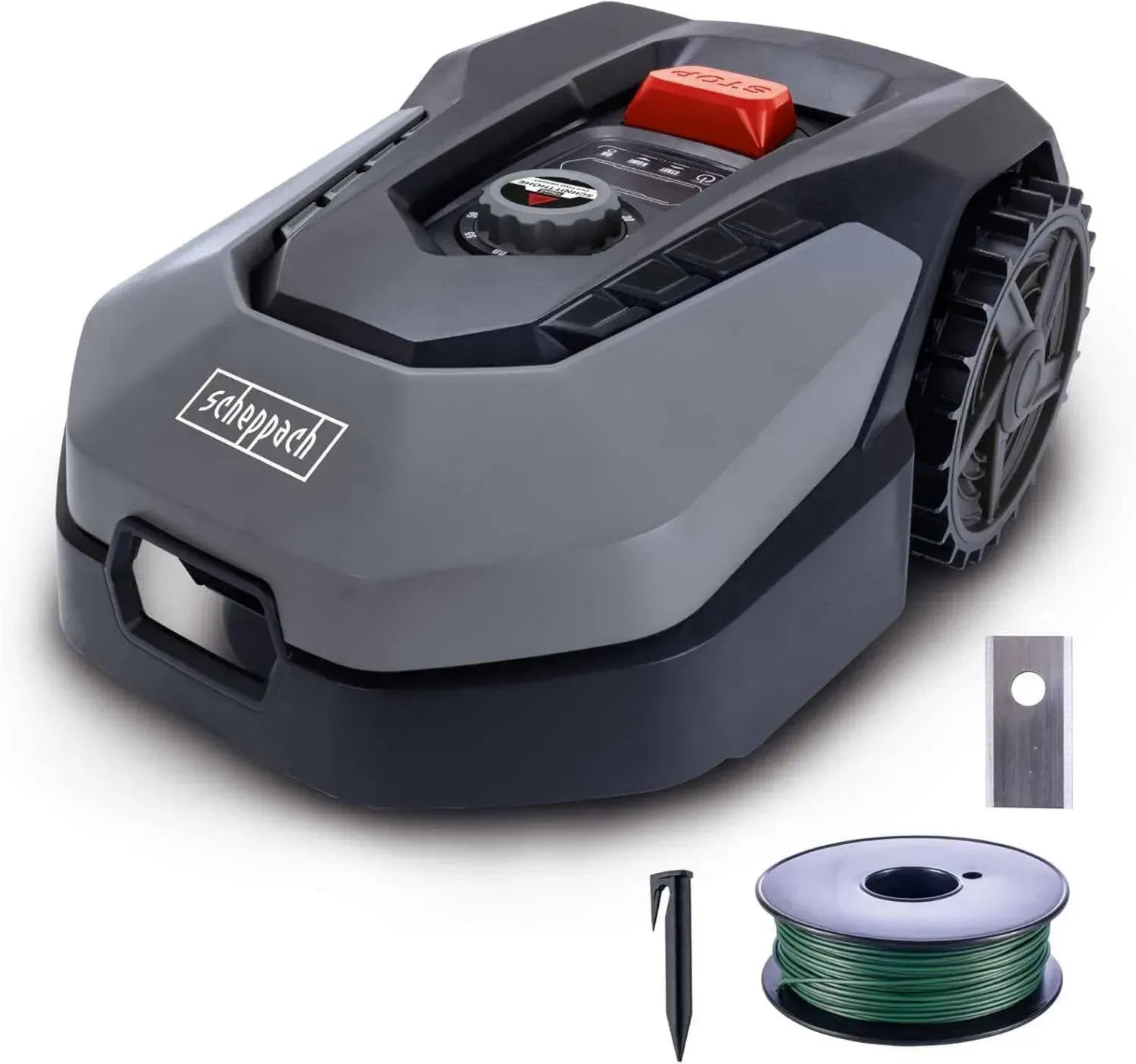 Tondeuse Robotique Scheppach XXL900 avec Connectivité WiFi et BT, Capteur de Pluie, Station Incluse