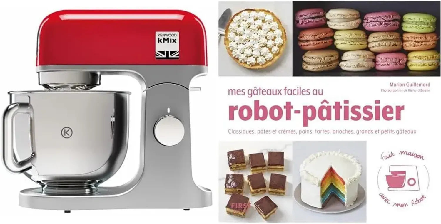 Robot Pâtissier Kenwood kMix Rouge 1000W, Bol 5L en Acier
