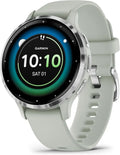 Garmin Venu 3S - Montre GPS avec Suivi Santé - Argent et Bracelet Vert Sauge