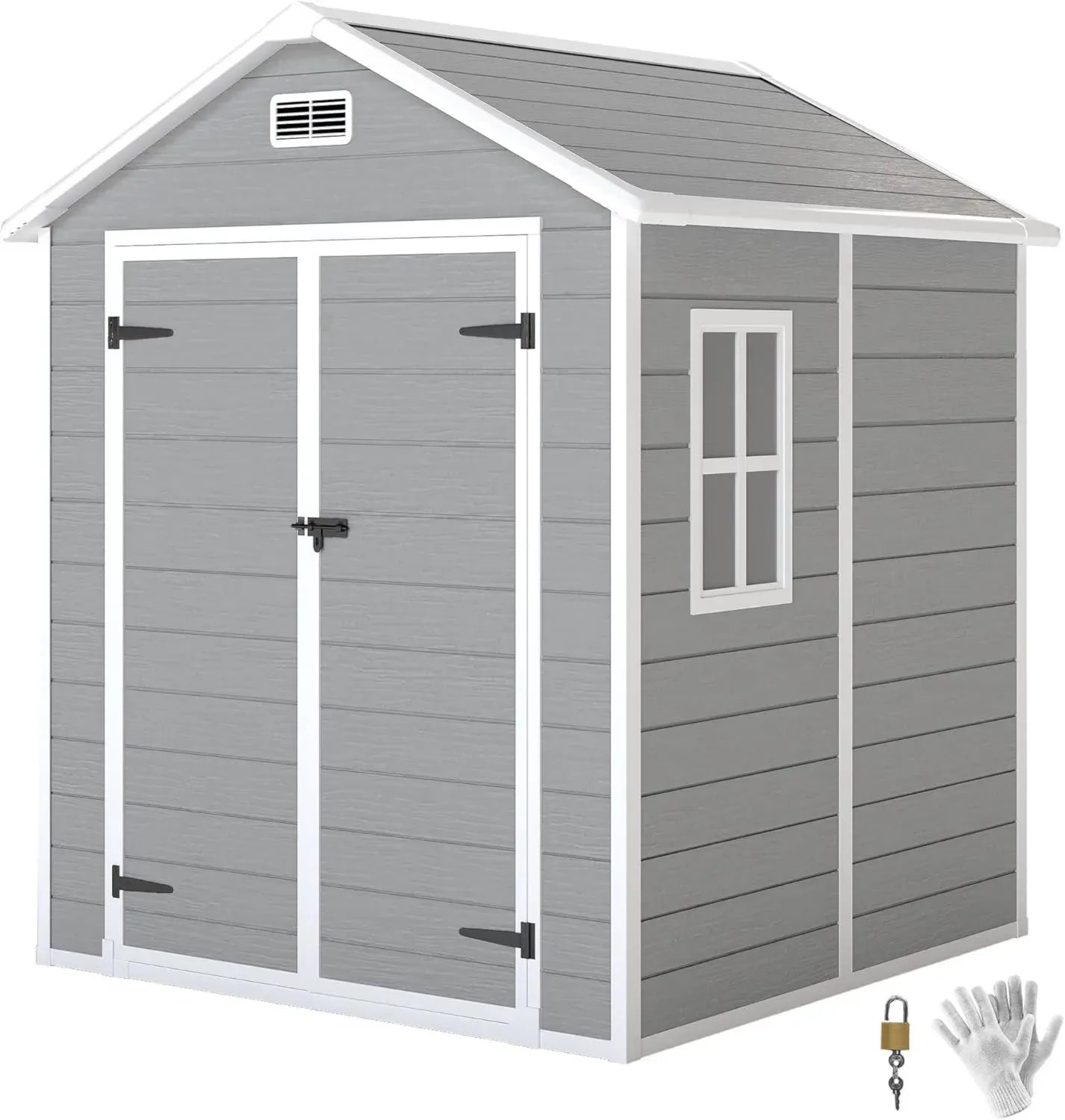 Abri de Jardin en Résine 2,7 m² avec Plancher et Structure Aluminium, 3 Fenêtres, Portes Verrouillables