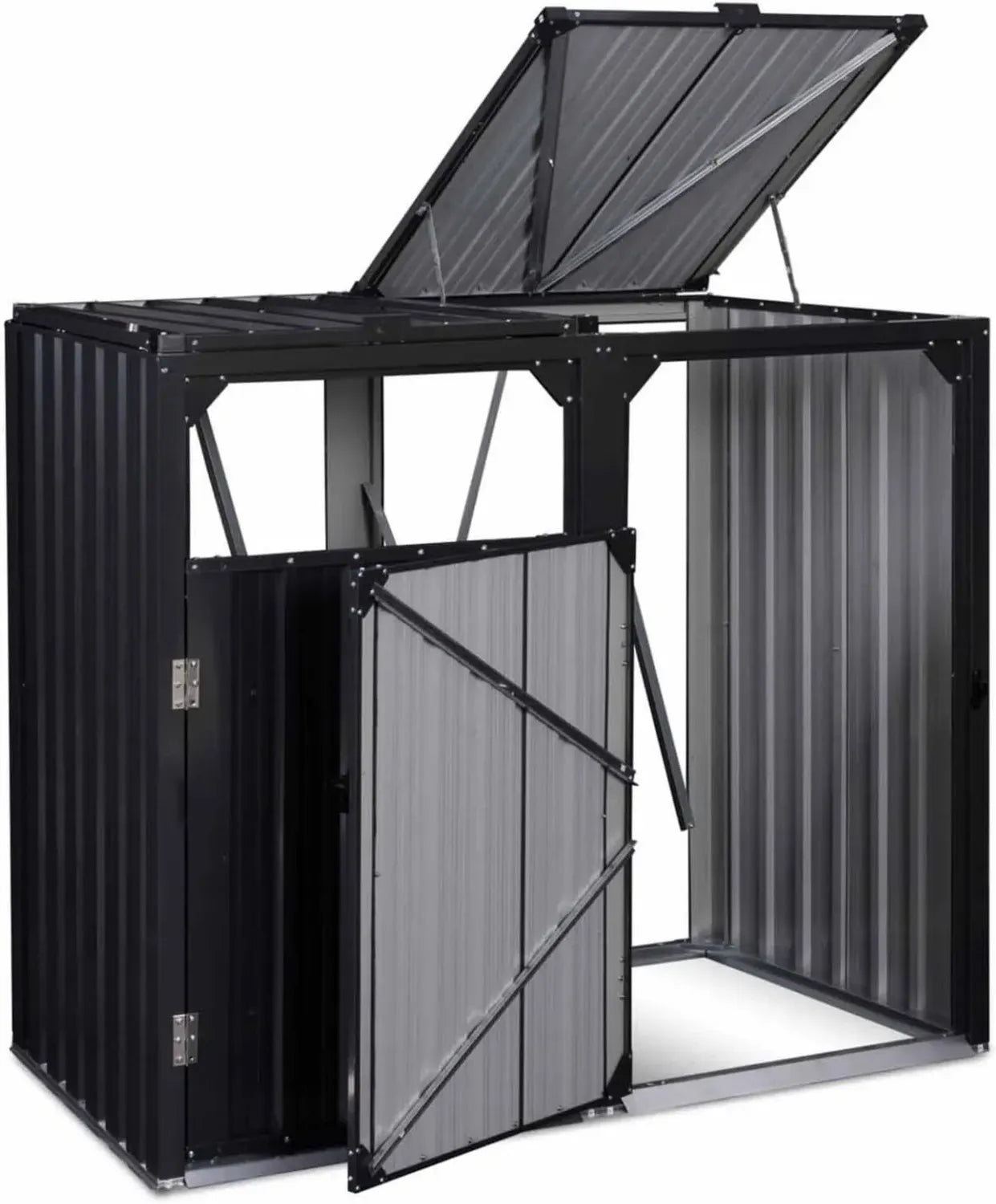 Armoire de Rangement pour Poubelles Double en Acier Anthracite
