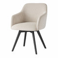 Chaise en tissu beige avec pieds en métal noir