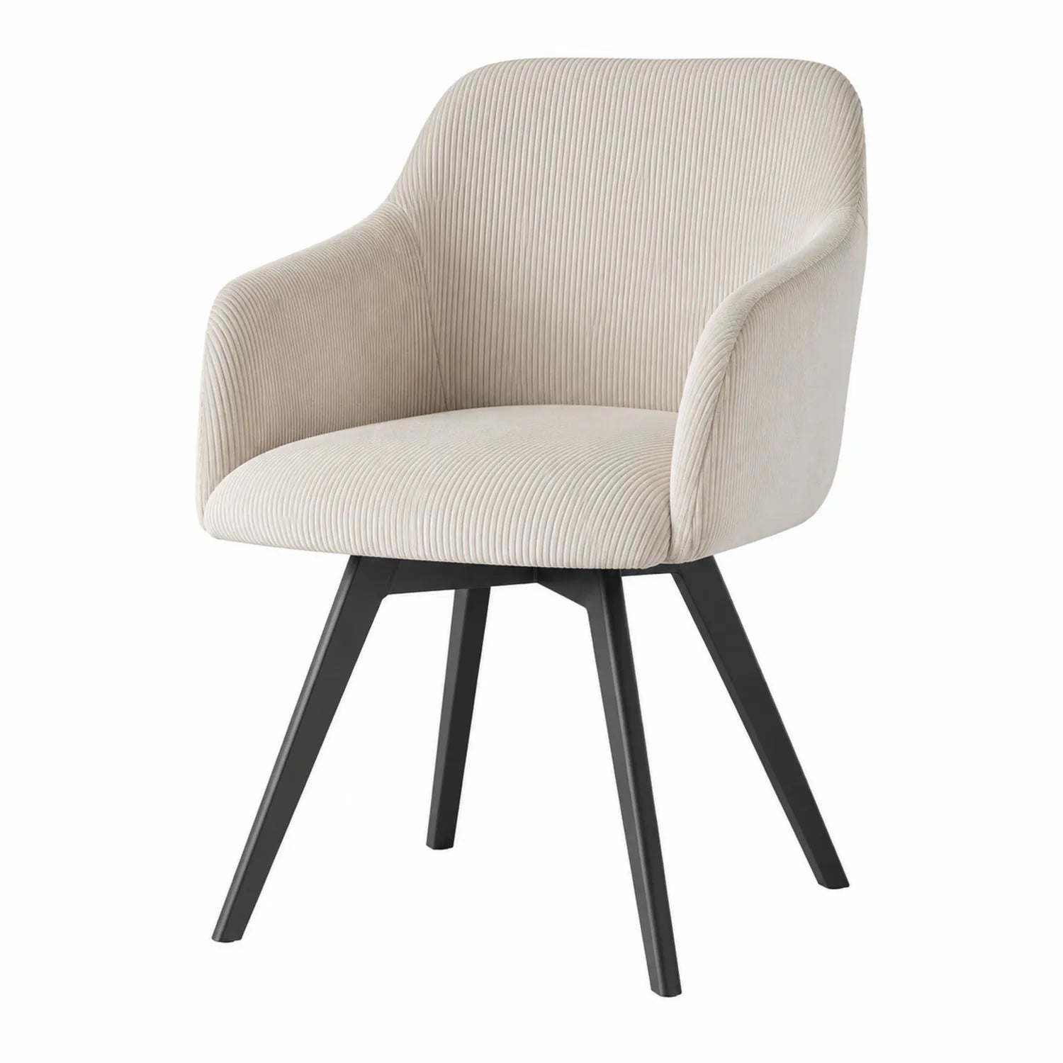 Chaise en tissu beige avec pieds en métal noir