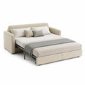 Canapé-lit en tissu polyester crème avec structure métallique