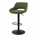 Tabouret de bar en tissu vert avec pied réglable en métal