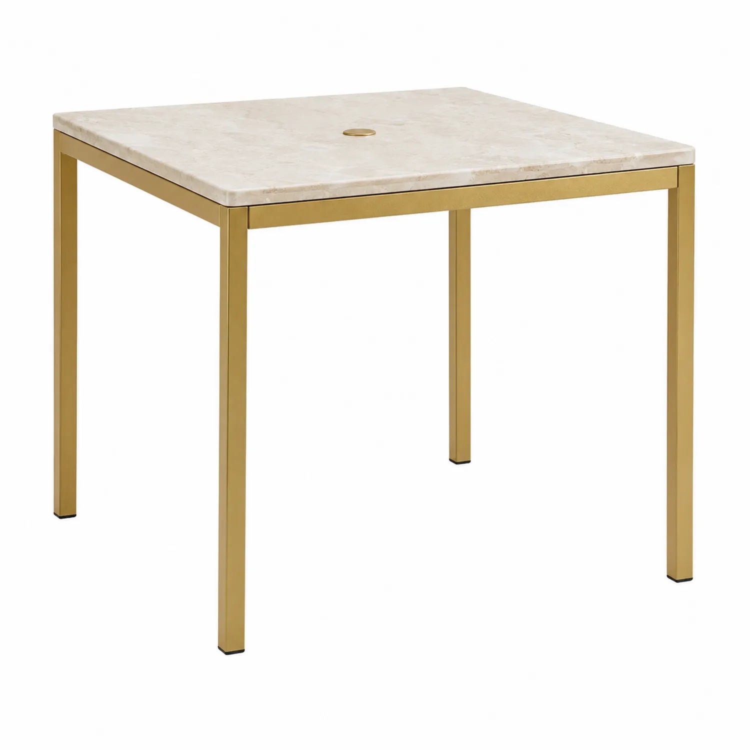 Table d'extérieur carrée en marbre et aluminium 80x80cm Beige