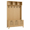 Portemanteau en bois d'hévéa avec rangements