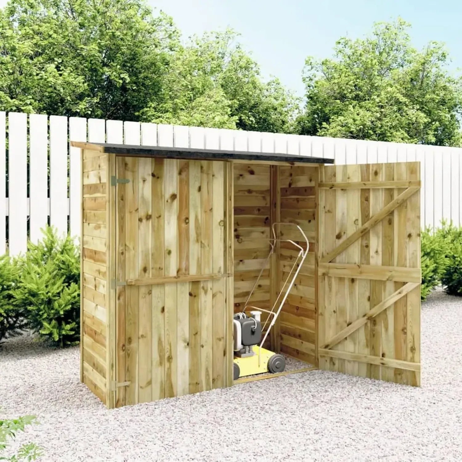 Remise de Jardin en Pin Traité 182x76x175 cm, Rangement Extérieur pour Outils