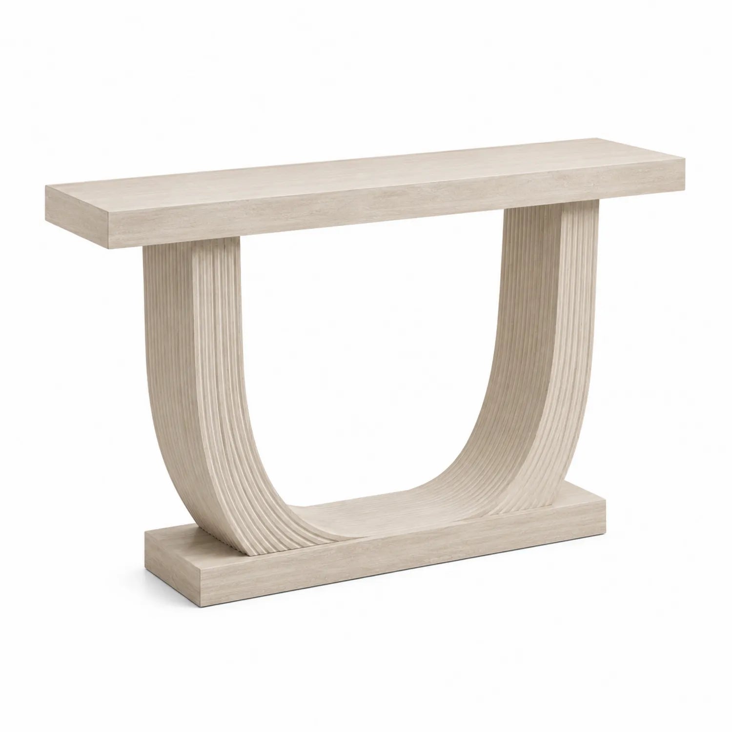 Table console bois clair forme arquée 120x30x80 cm