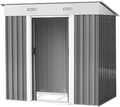 Cabane de jardin en acier galvanisé 4,3 m³ avec toit incliné et porte sécurisée, résistant aux intempéries