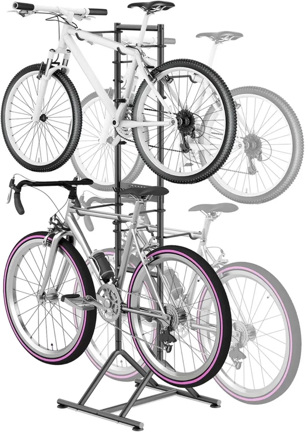 Support Vélo Vertical Mimoke pour 4 Vélos - Installation Facile Sans Perçage - Hauteur Ajustable pour Toutes Tailles de Roues
