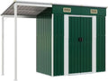 Abri de Jardin en Acier Vert avec Toit Prolongé - 277 x 111 x 181 cm